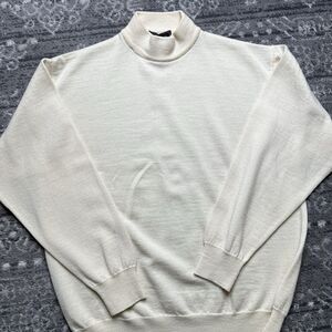 Versace V2 Vintage Mens Mock Neck Wool Sweater Large Ivory Pullover 90s Classic
